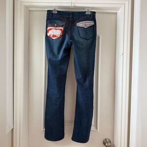 Ecko red low rise Dark Blue Jeans with Red Accents